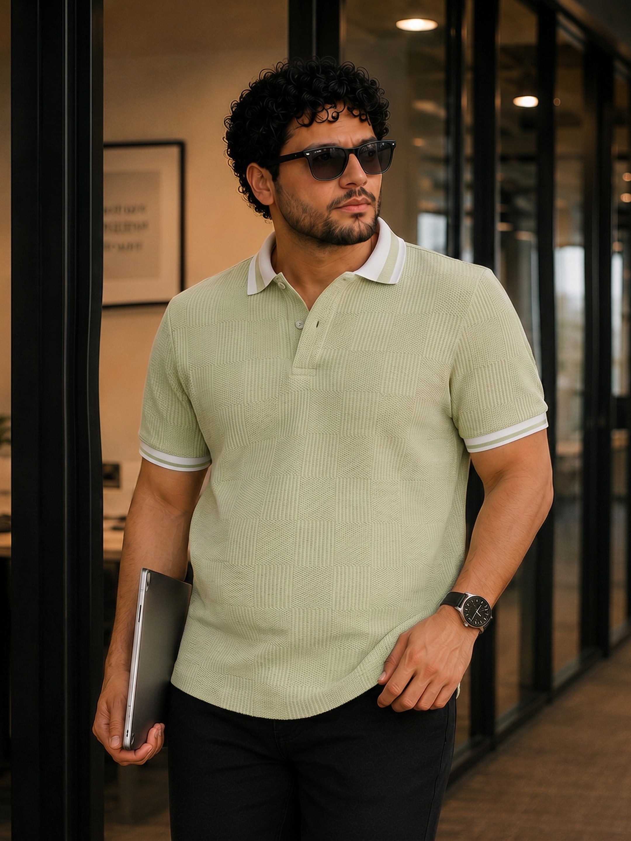 Jacquard Knit Polo T-Shirt