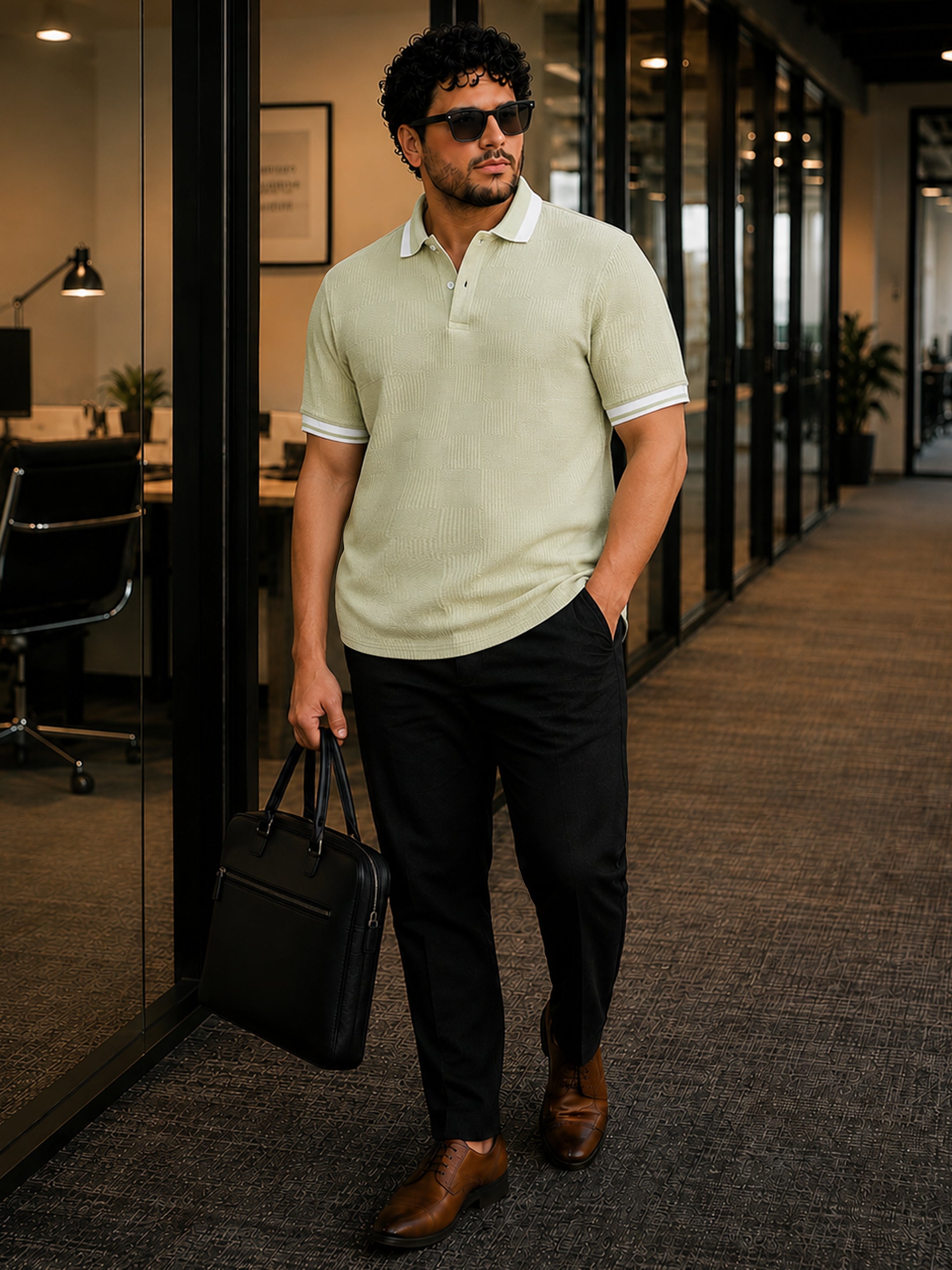 Jacquard Knit Polo T-Shirt