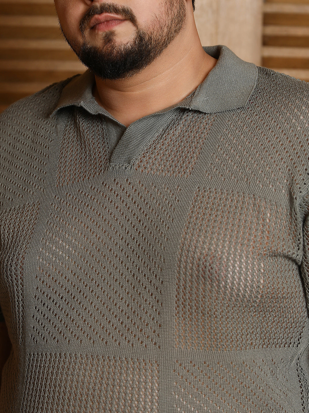 Graph-Textured Polo T-Shirt