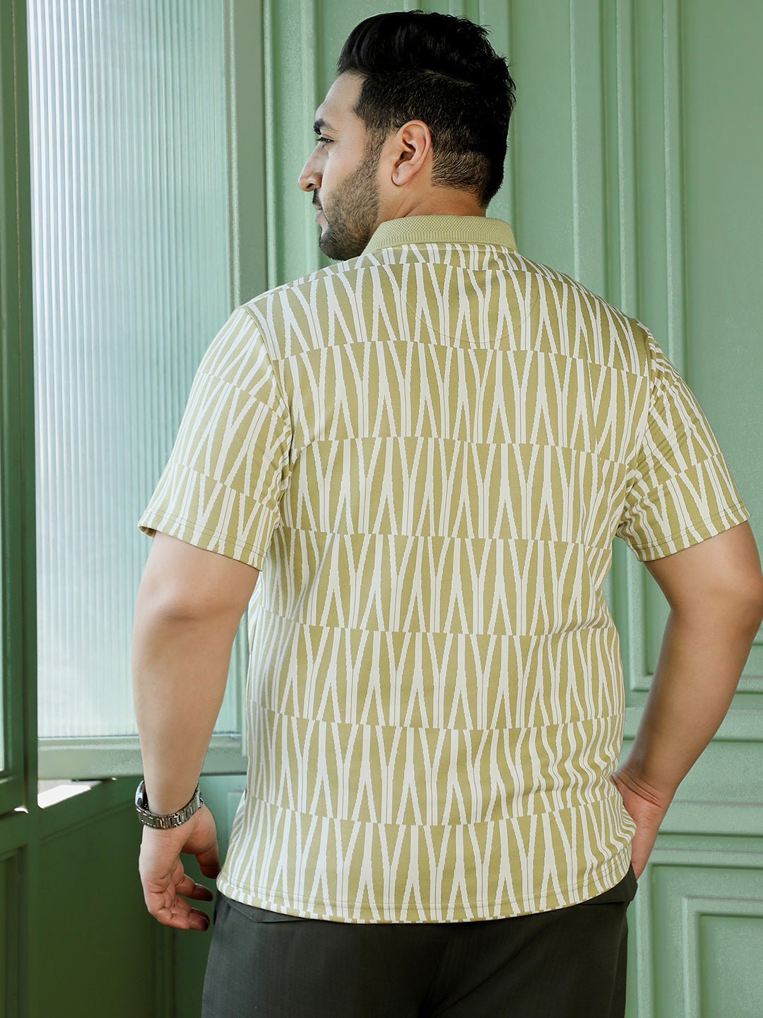 Sage Green Geometric T-Shirt