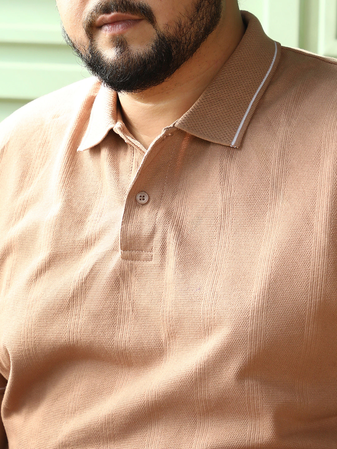 Lined-Knit Polo T-Shirt