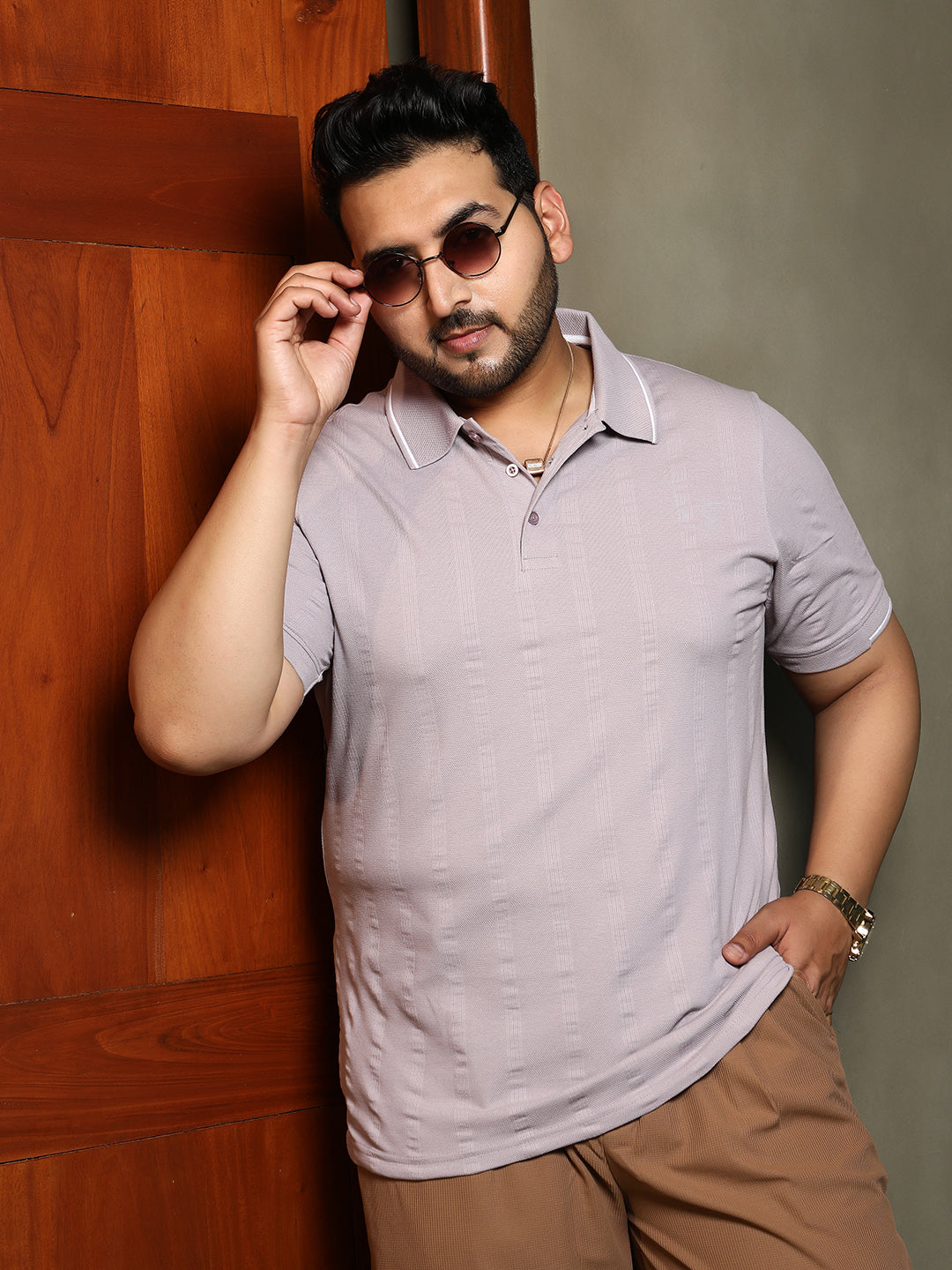 Parallel-Texture Polo T-Shirt