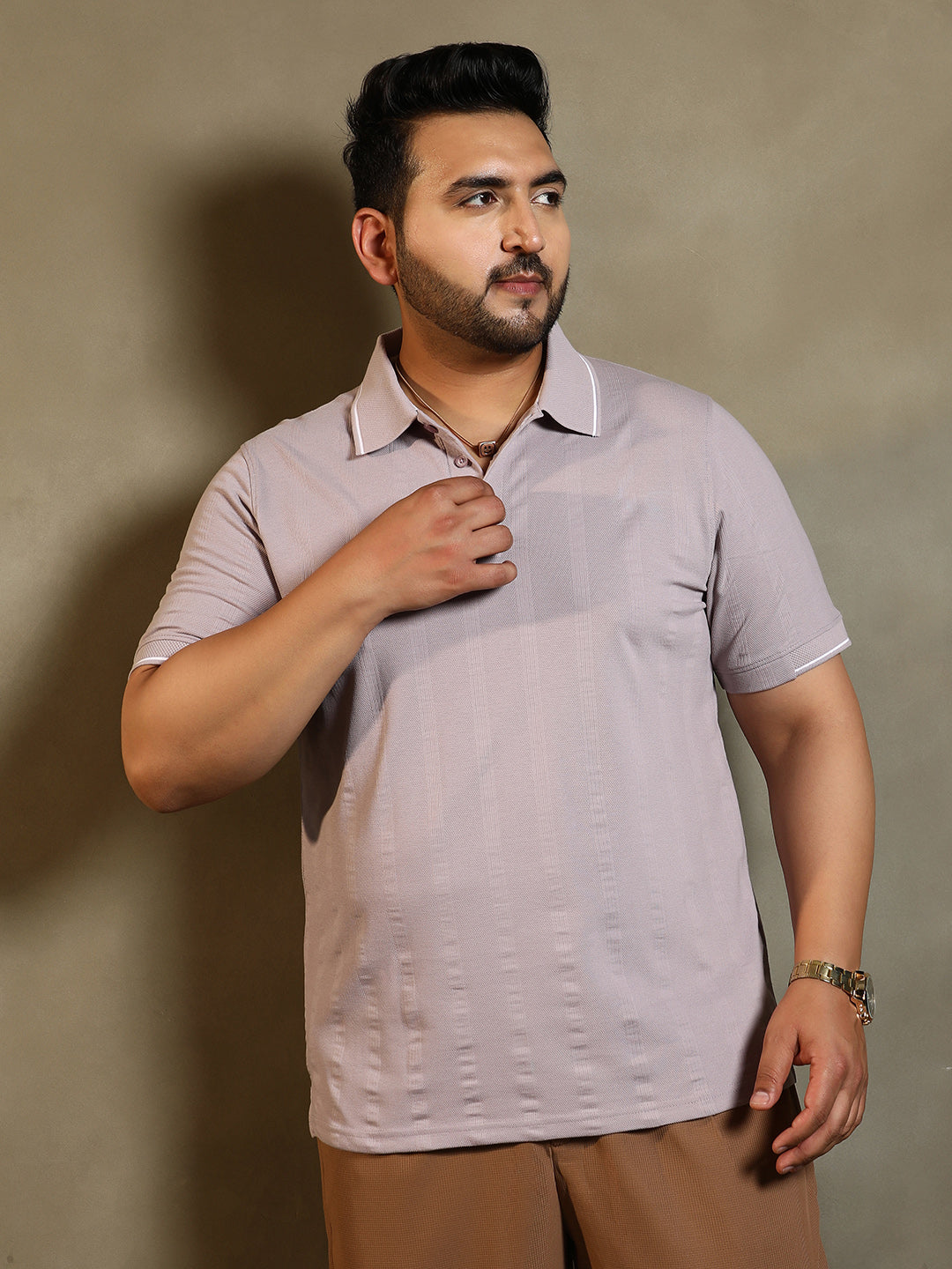 Parallel-Texture Polo T-Shirt