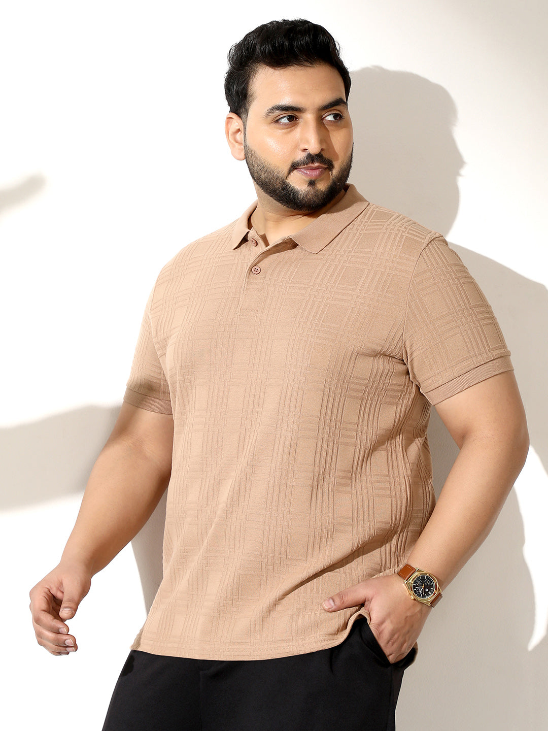 Intertwine-Textured Polo T-Shirt