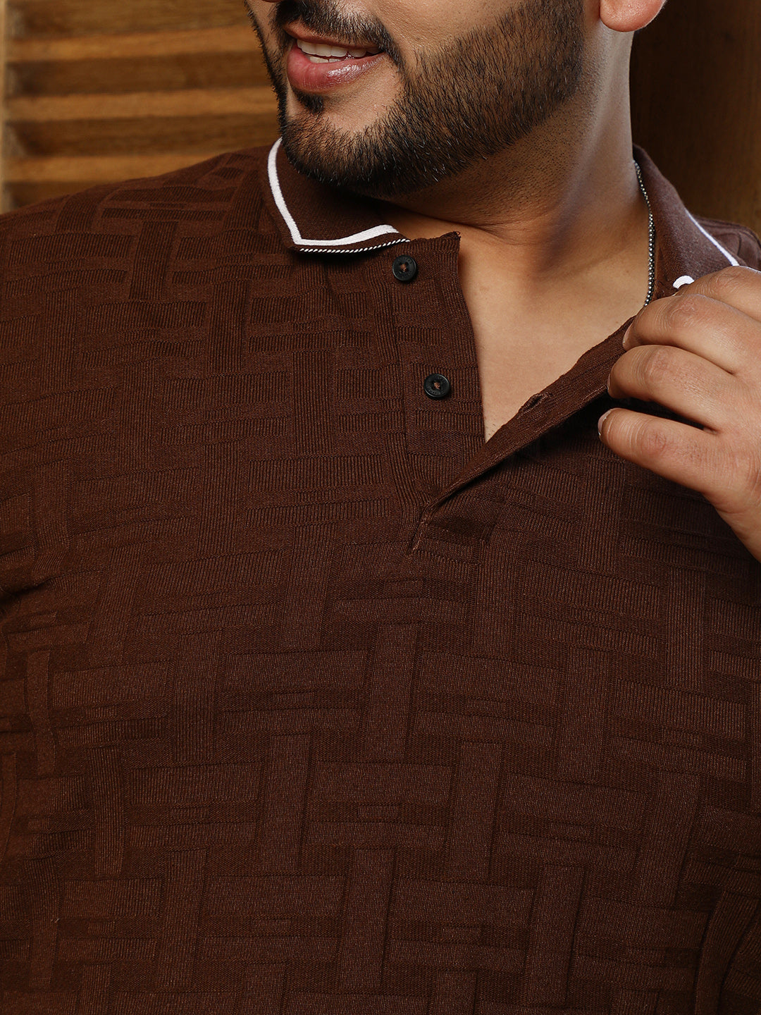 Weave-Textured Polo T-Shirt
