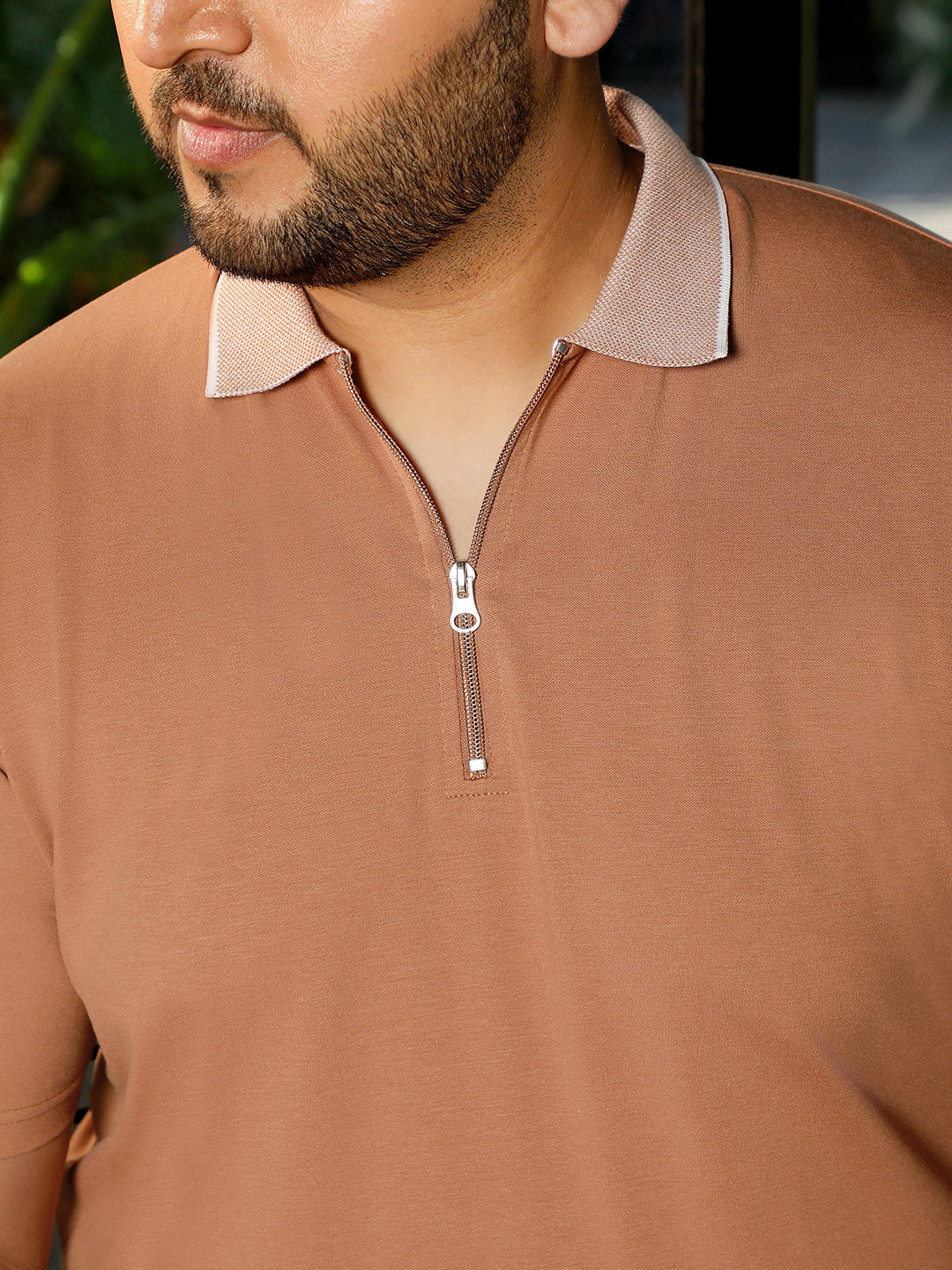 Tan Solid T-Shirt