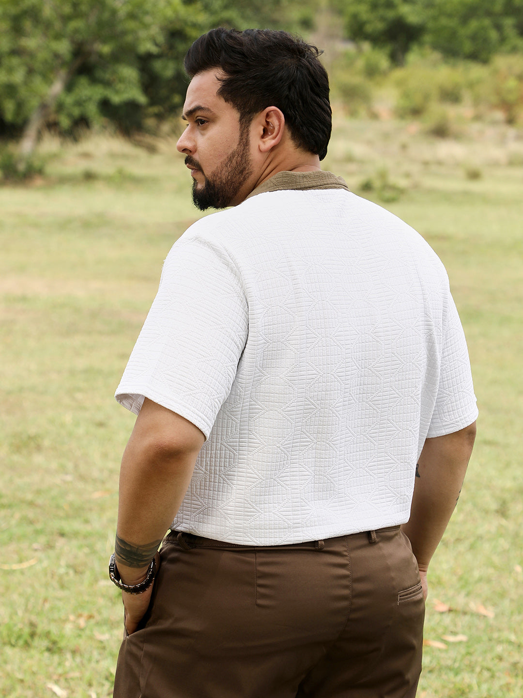 Oblique-Block Polo T-Shirt