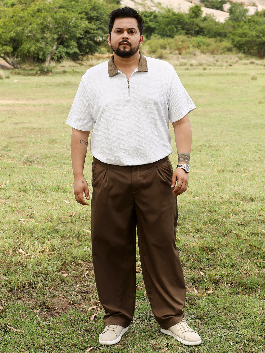 Oblique-Block Polo T-Shirt
