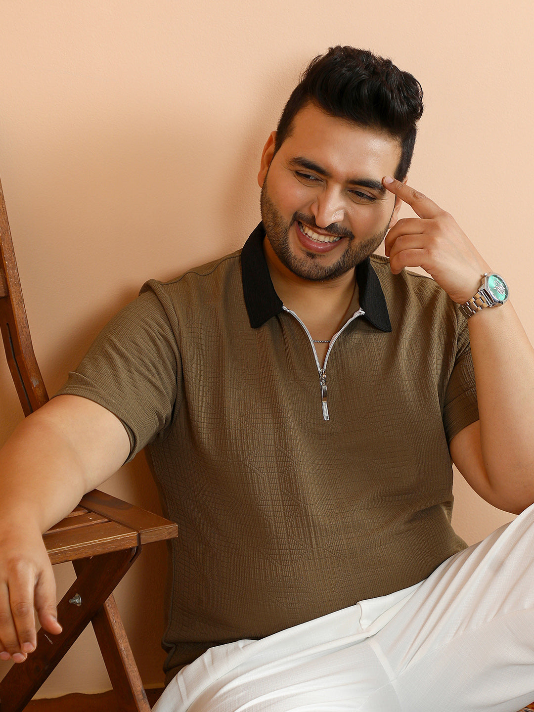 Oblique-Block Polo T-Shirt
