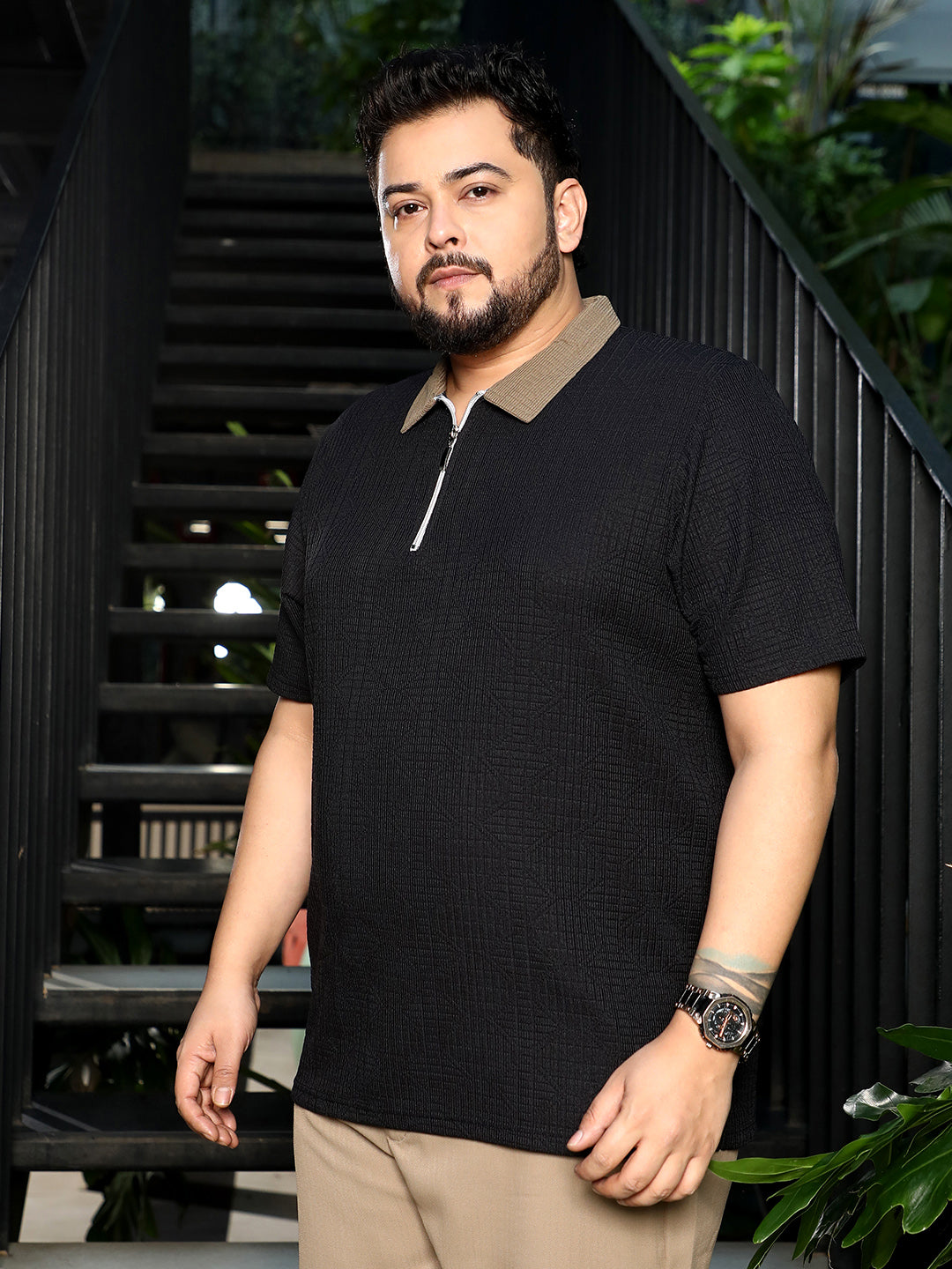 Oblique-Block Polo T-Shirt