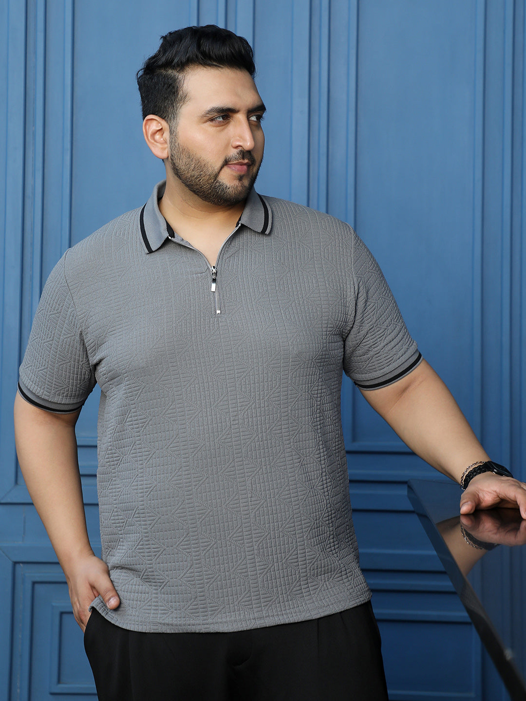 Grey Textured T-Shirt