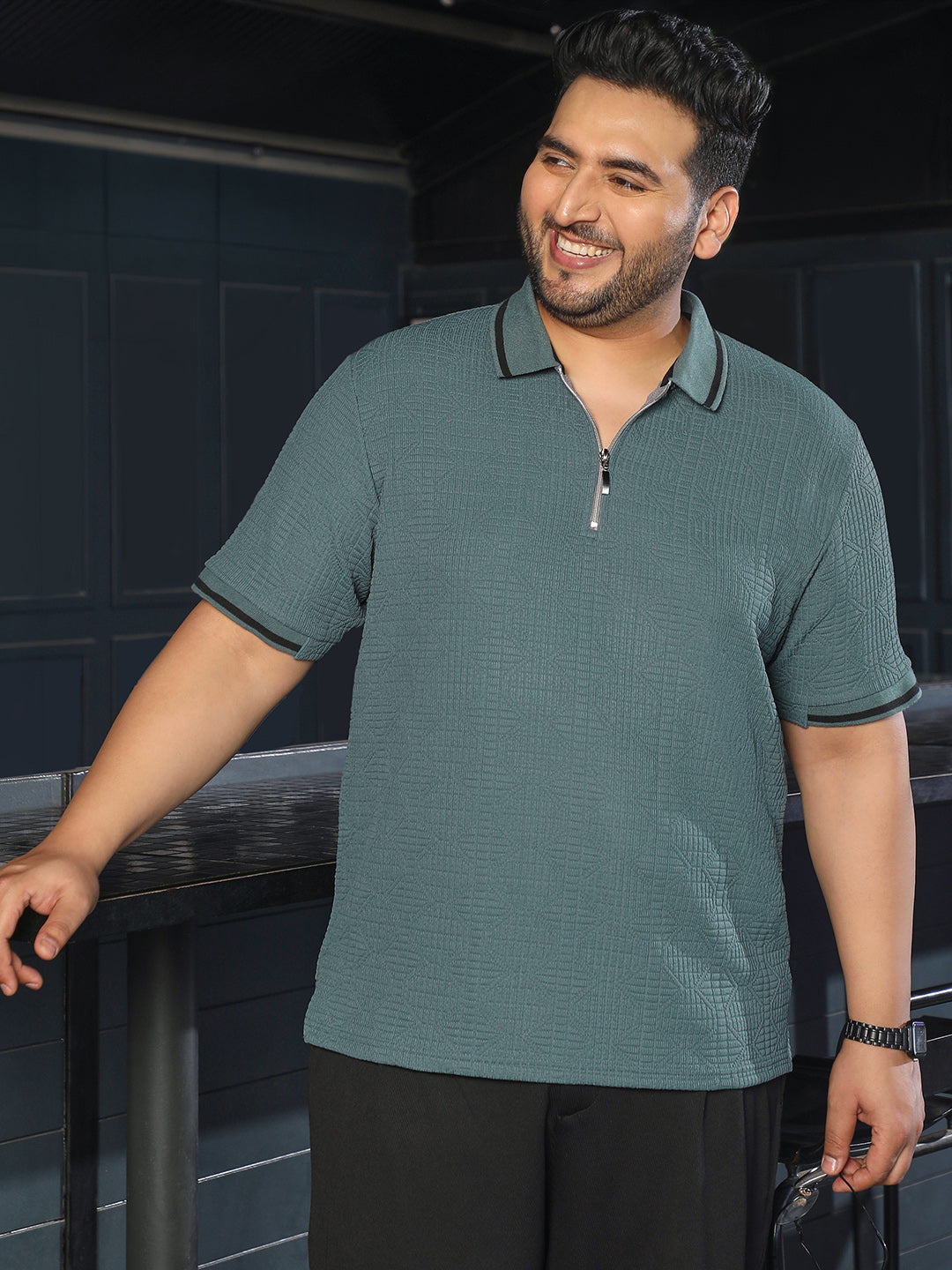 Teal Textured T-Shirt