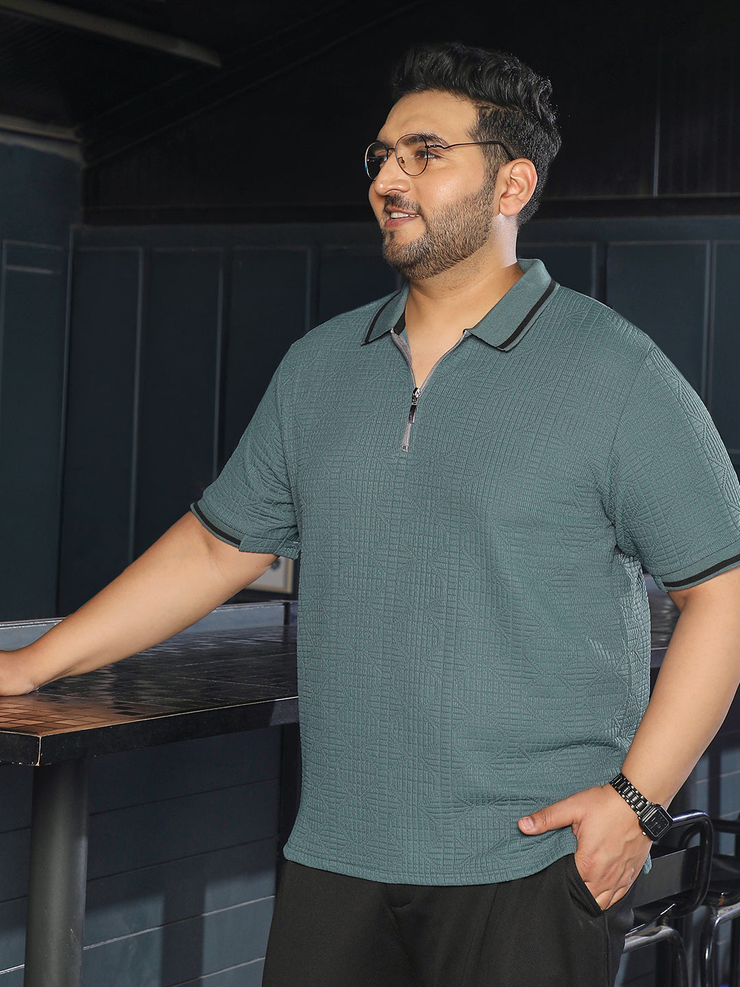 Teal Textured T-Shirt