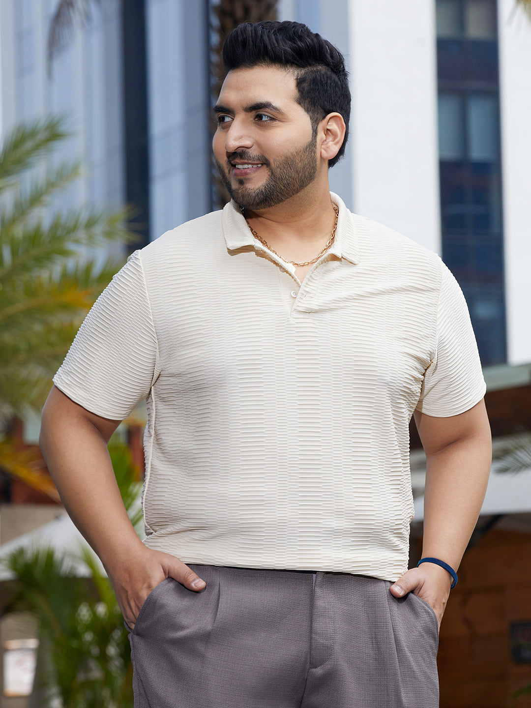 Flatten-Ruched Polo T-Shirt