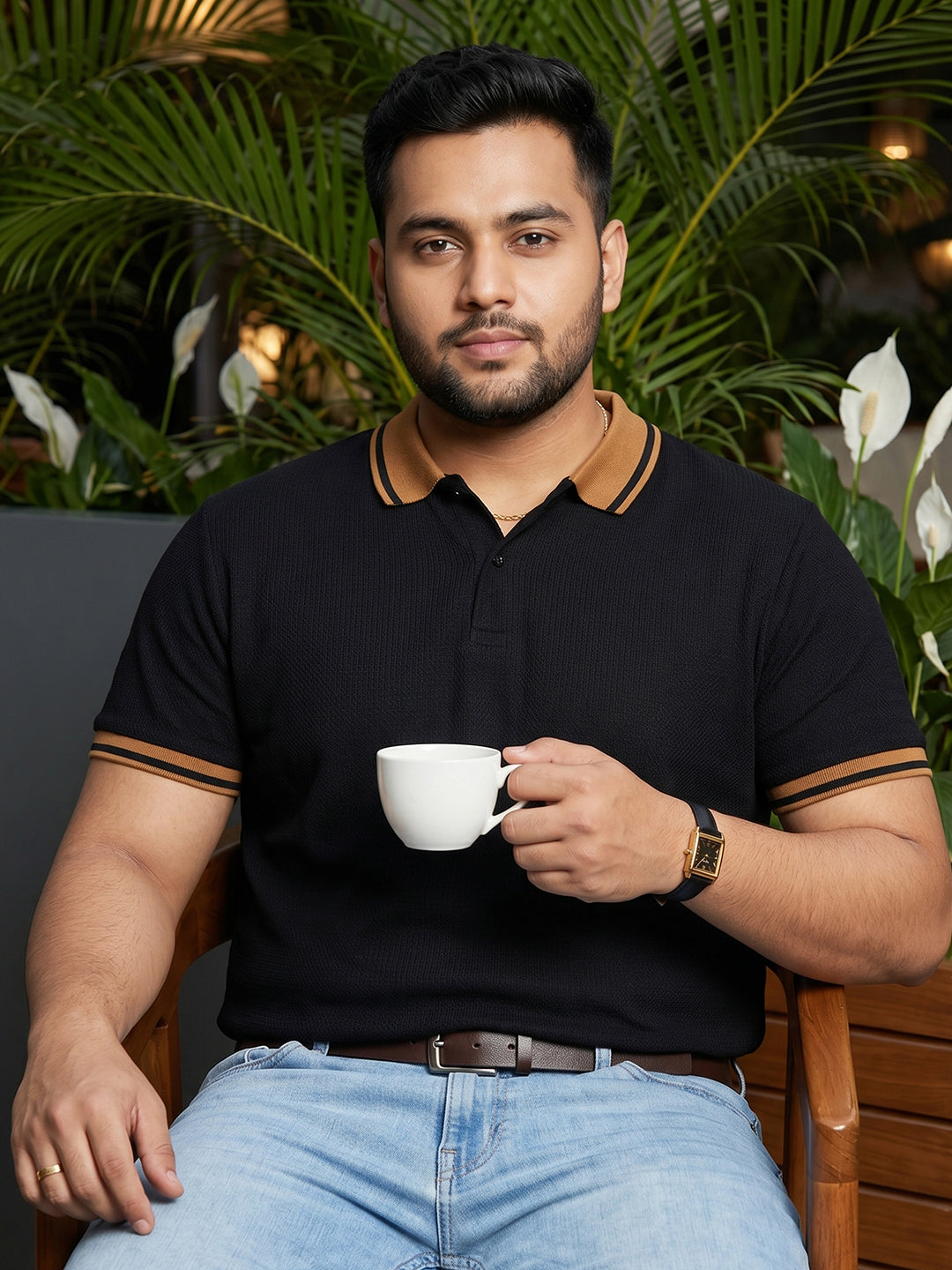 Black Solid Polo T-Shirt