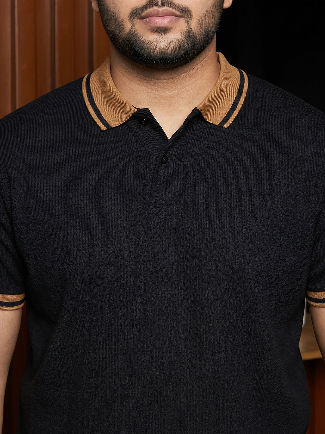 Black Solid Polo T-Shirt