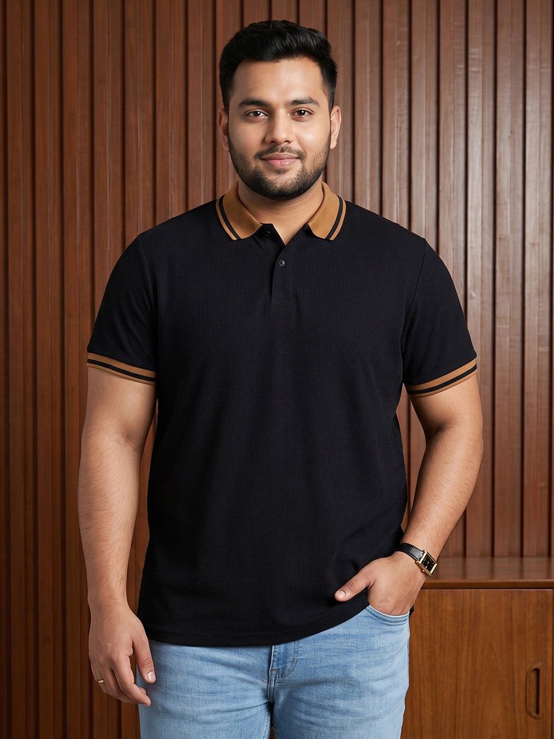Black Solid Polo T-Shirt