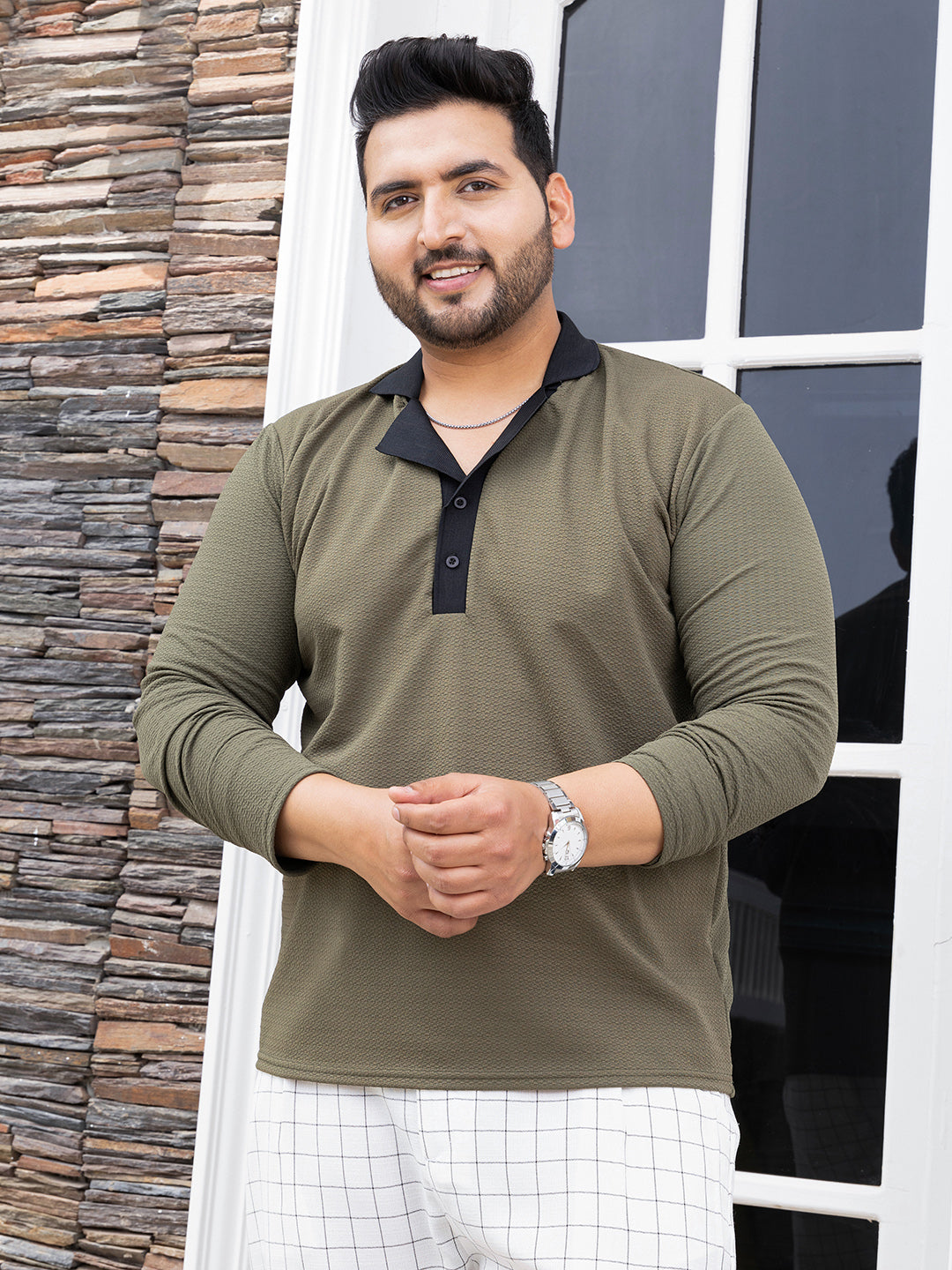Textured Cuban Polo T-Shirt