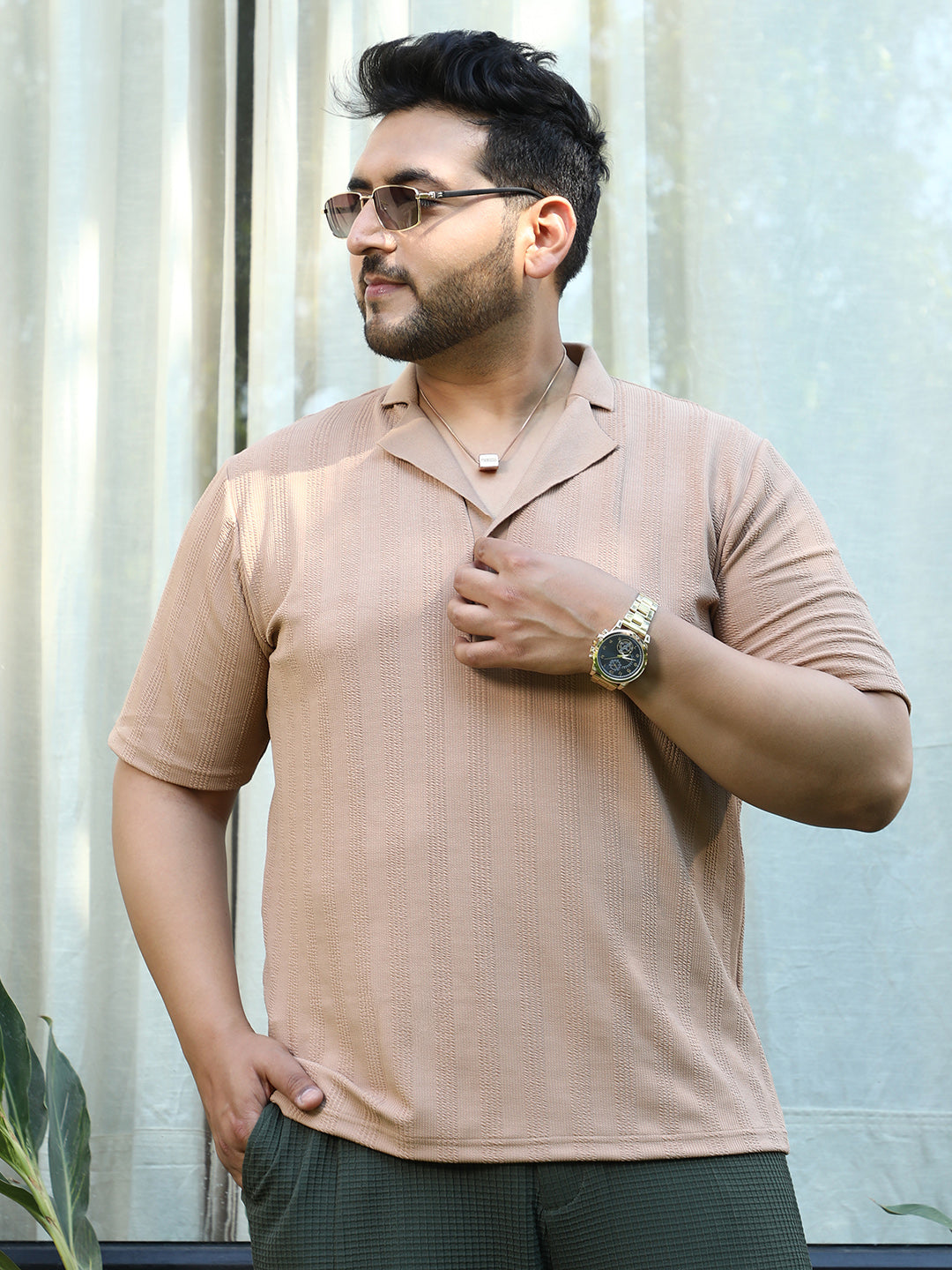 Rope-Tactile Cuban Polo T-Shirt