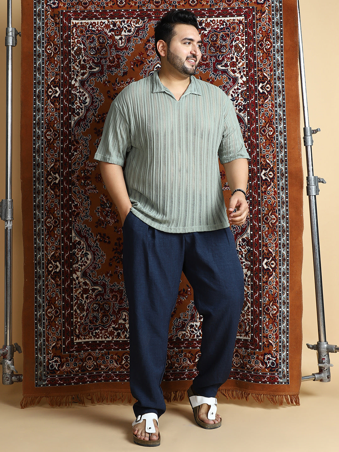 Duo-Striped Relaxed Polo T-Shirt