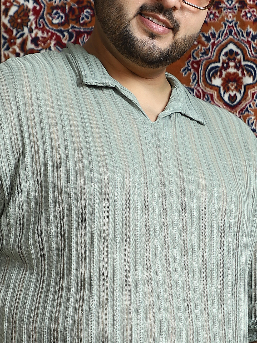 Duo-Striped Relaxed Polo T-Shirt