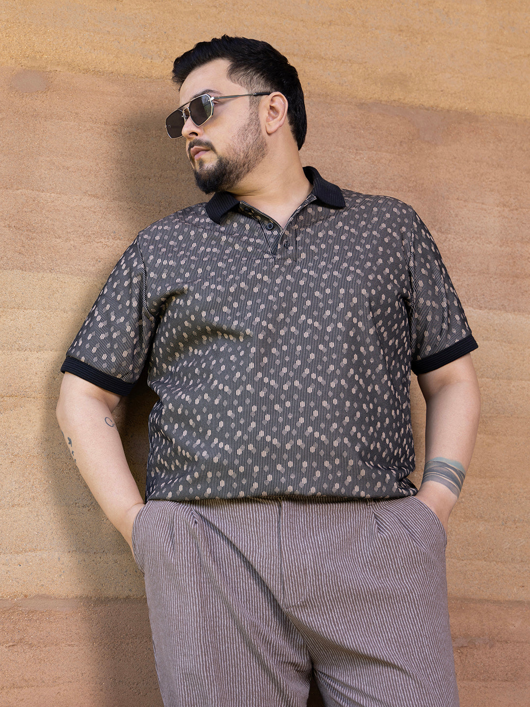 Shadowed-Polka Polo T-Shirt