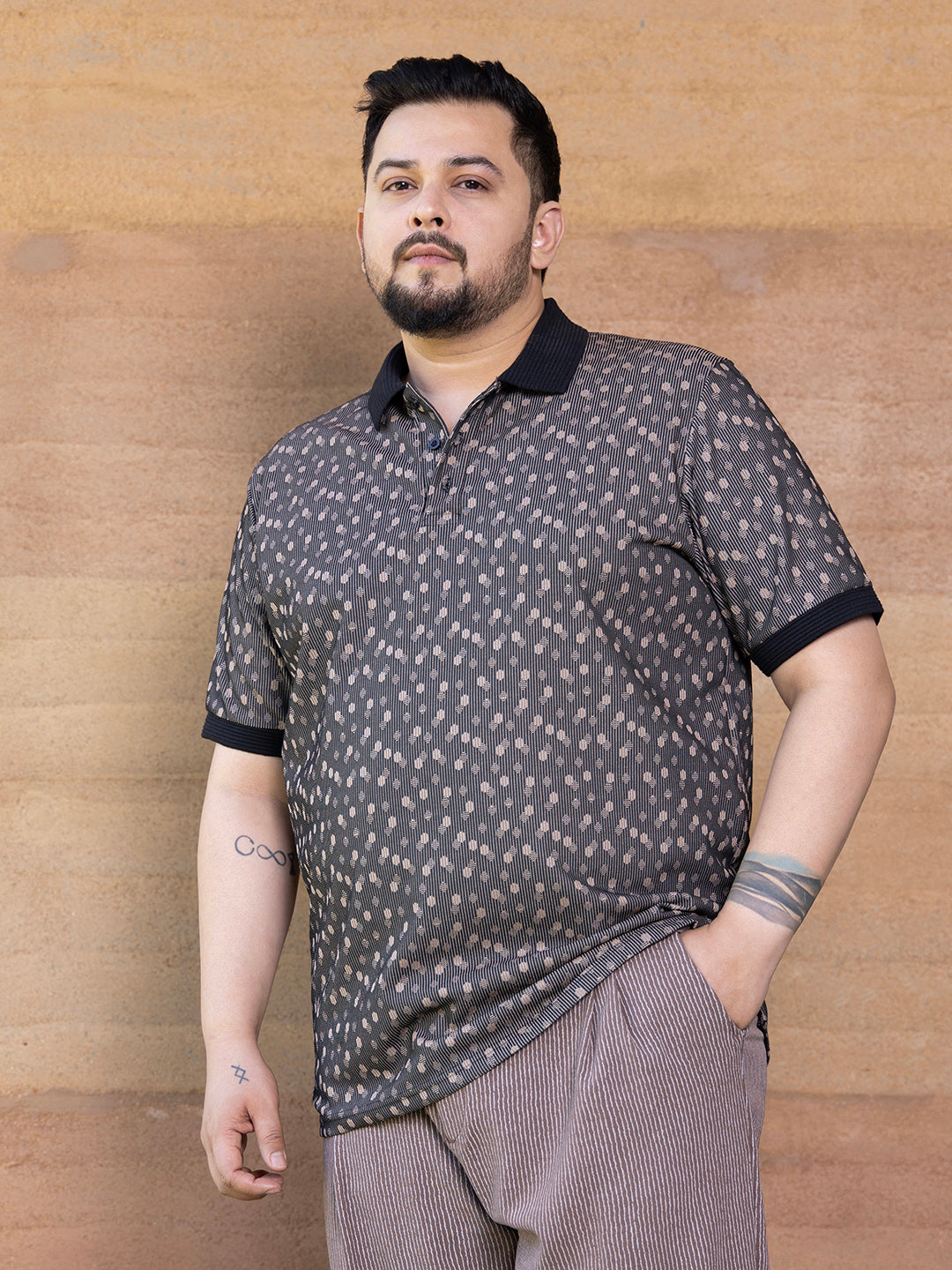 Shadowed-Polka Polo T-Shirt