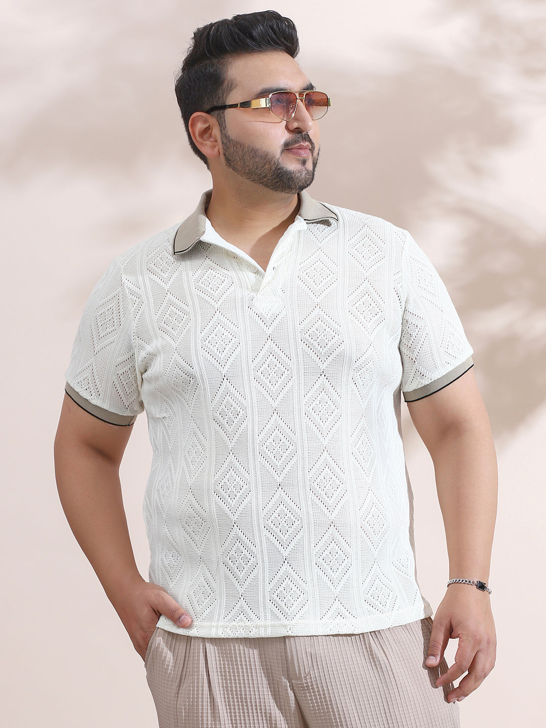 Contrast Rhombus Polo T-Shirt