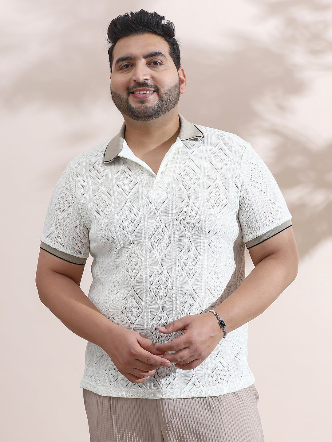 Contrast Rhombus Polo T-Shirt