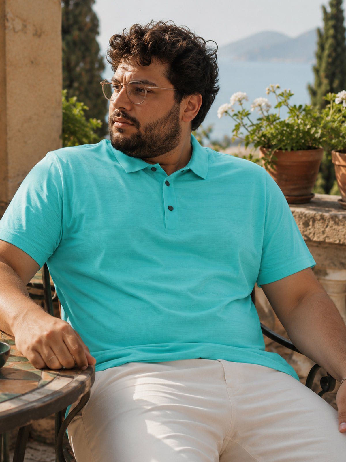 Sea Green Self Design T-Shirt