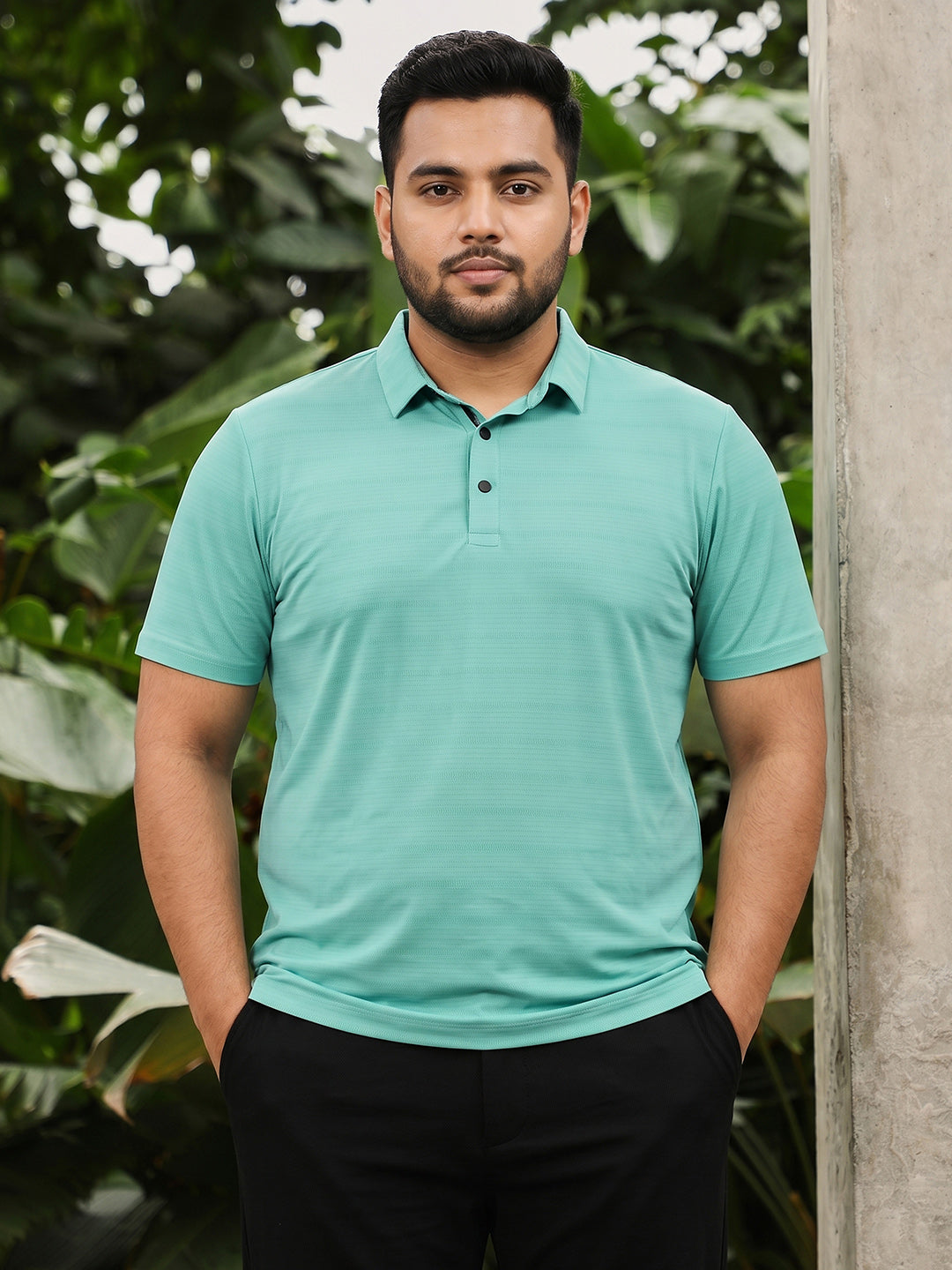 Sea Green Self Design T-Shirt