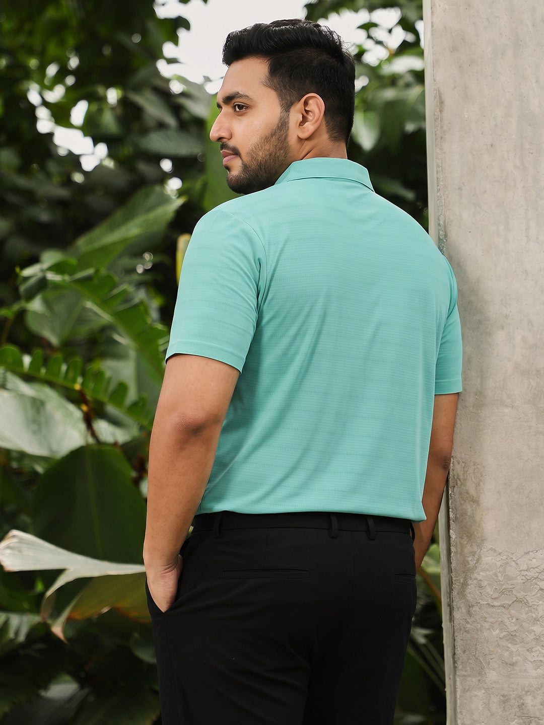 Sea Green Self Design T-Shirt