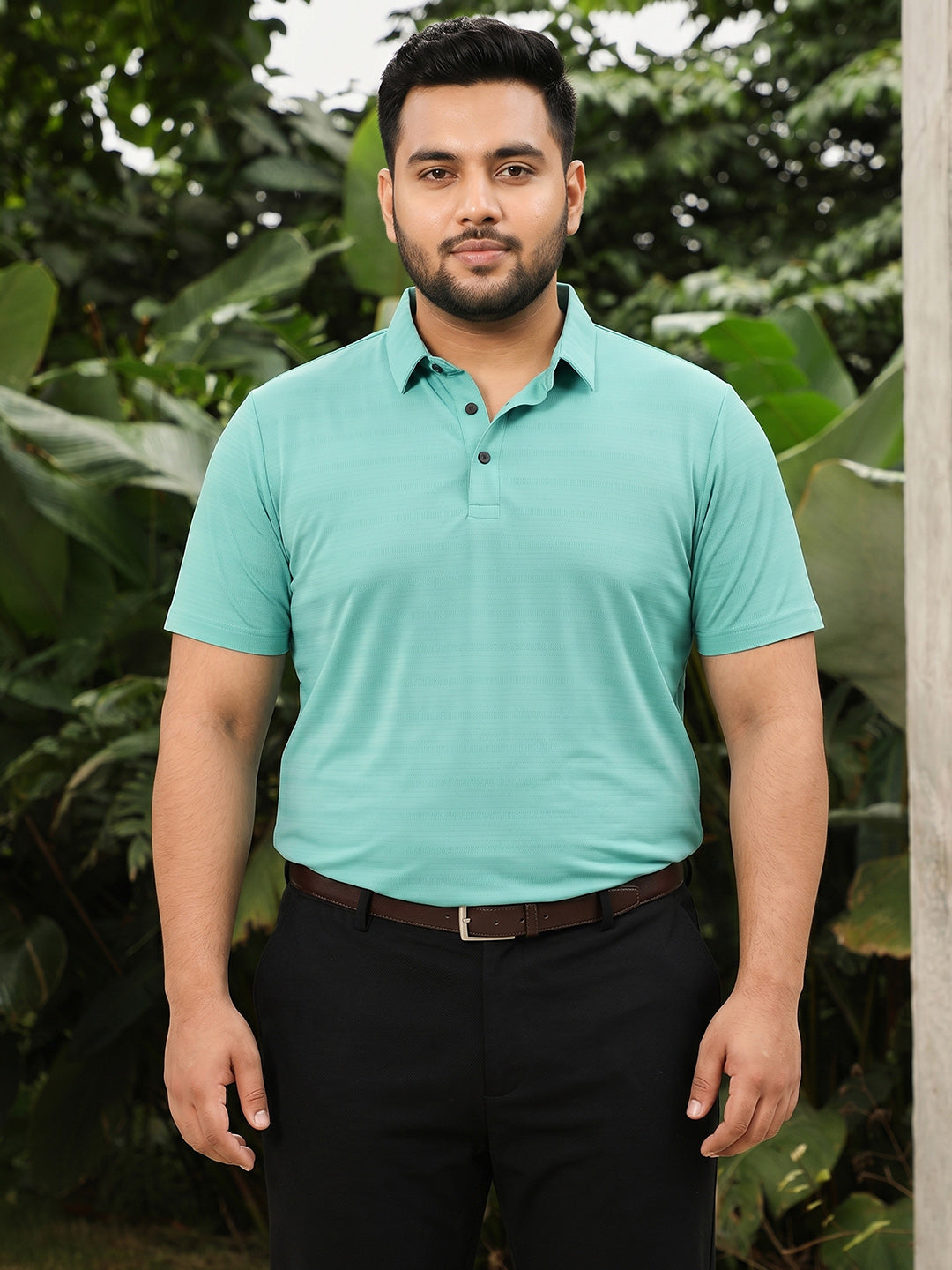 Sea Green Self Design T-Shirt