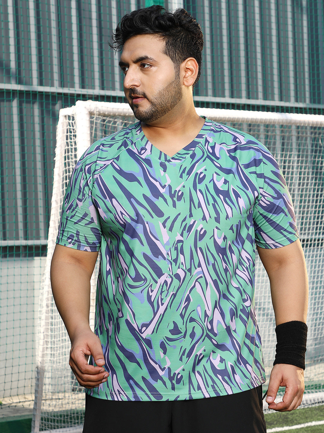 Abstract-Overlap Activewear T-Shirt