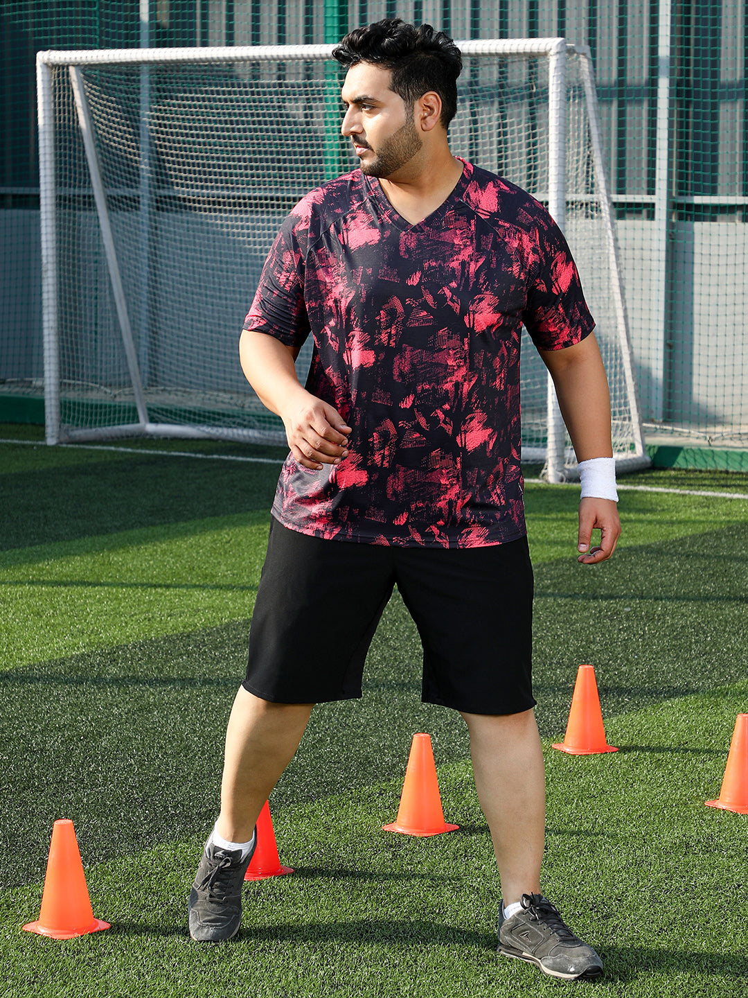 Abstract-Imprint Activewear T-Shirt