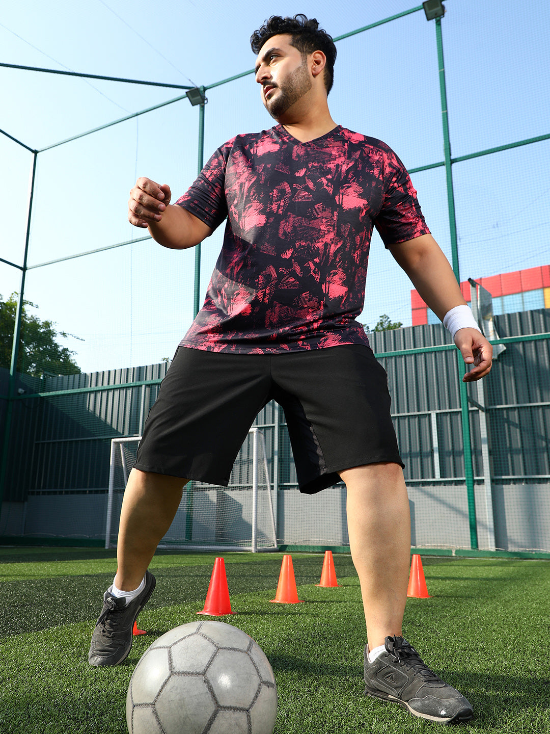Abstract-Imprint Activewear T-Shirt