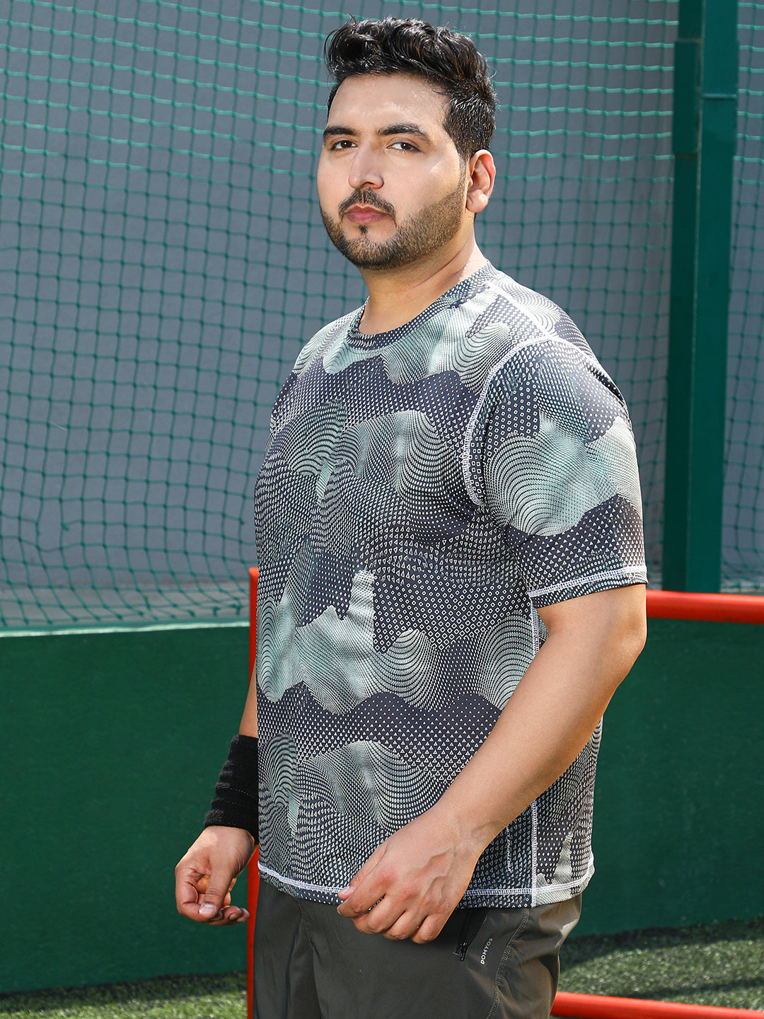 Abstract-Motif Activewear T-Shirt