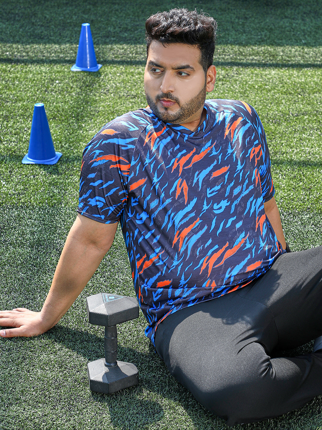 Block-Swirl Activewear T-Shirt