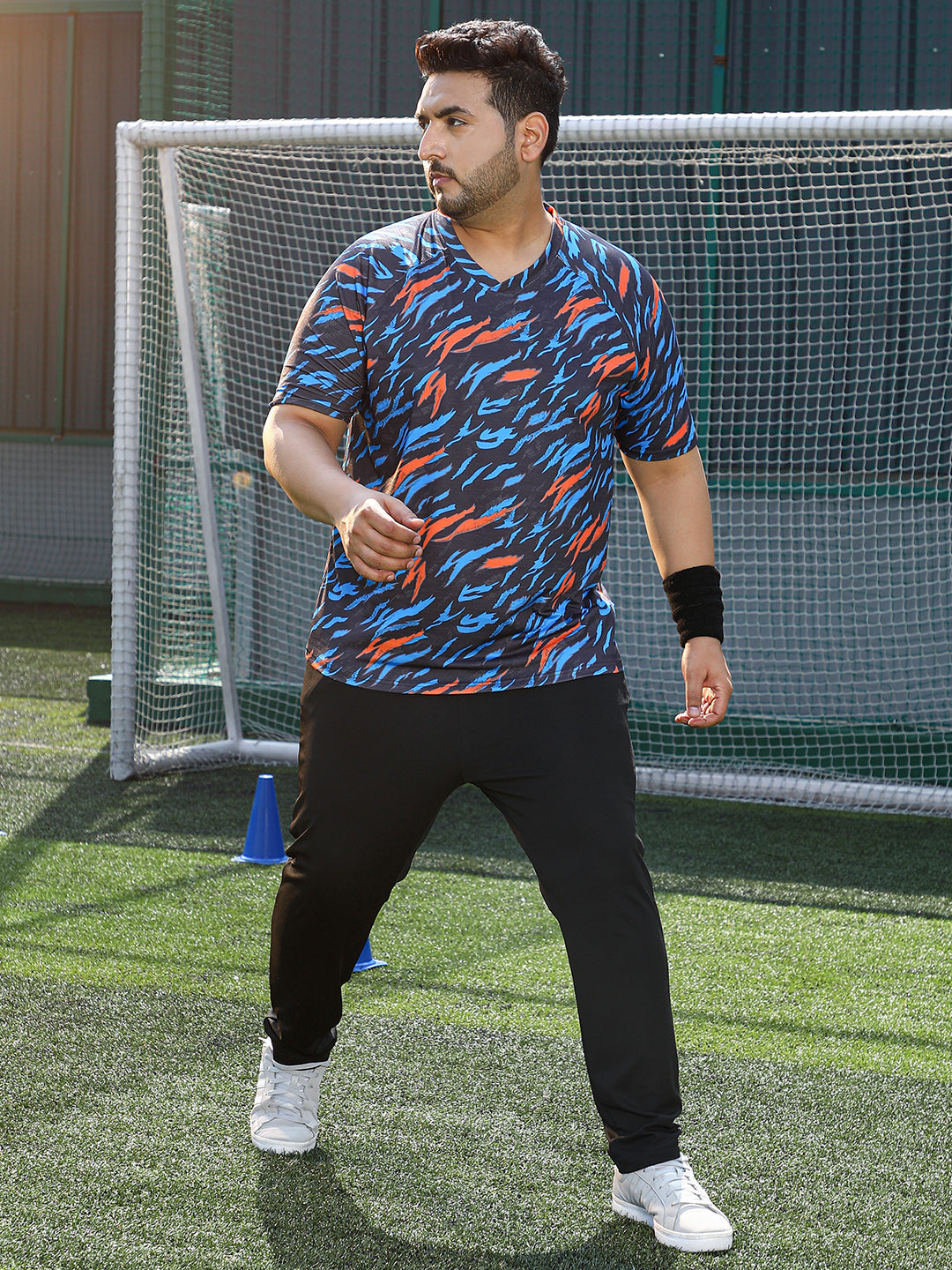 Block-Swirl Activewear T-Shirt