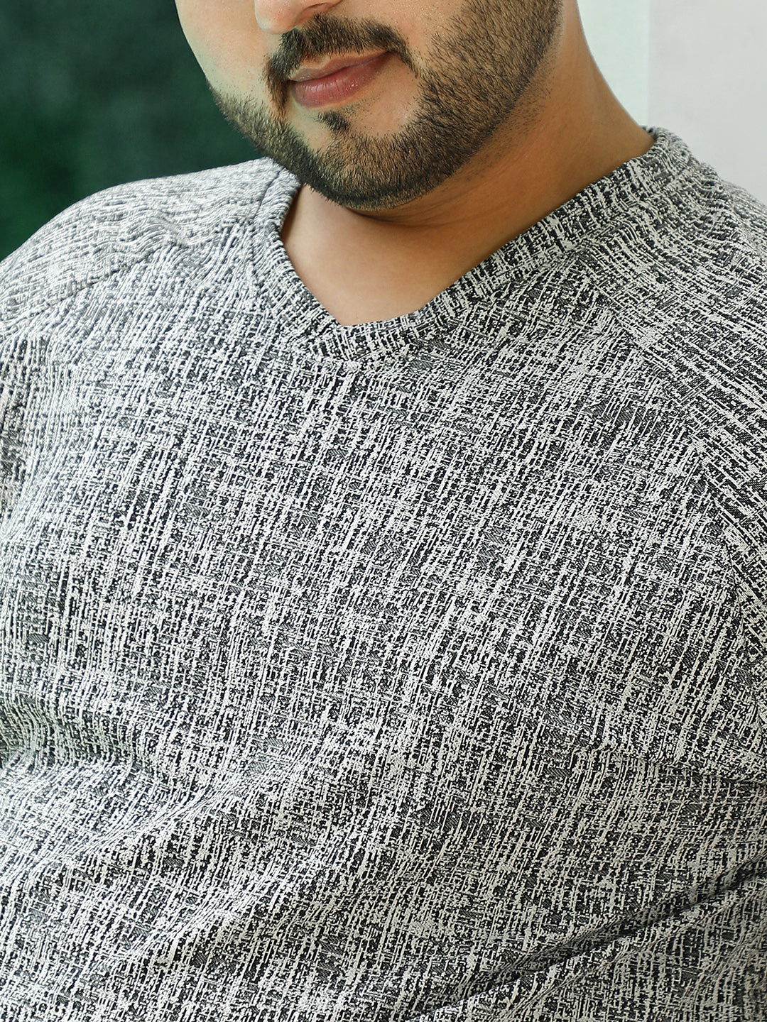 Contrast-Heathered Knitted T-Shirt