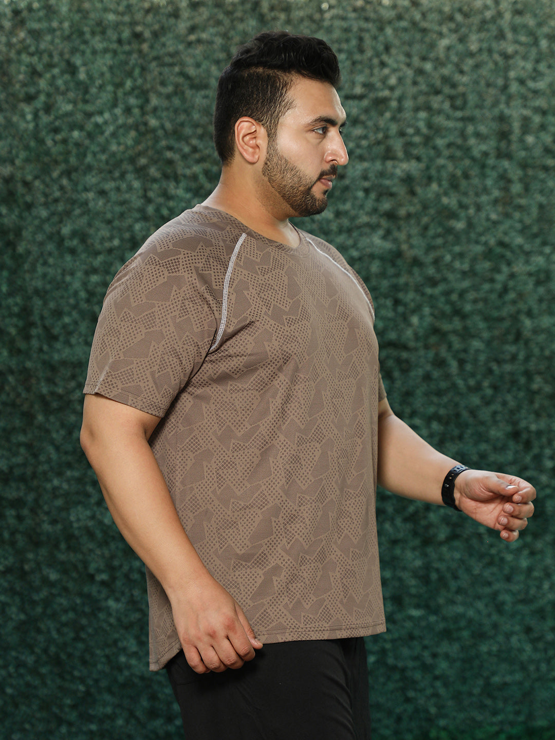 Abstract-Imprint Activewear T-Shirt