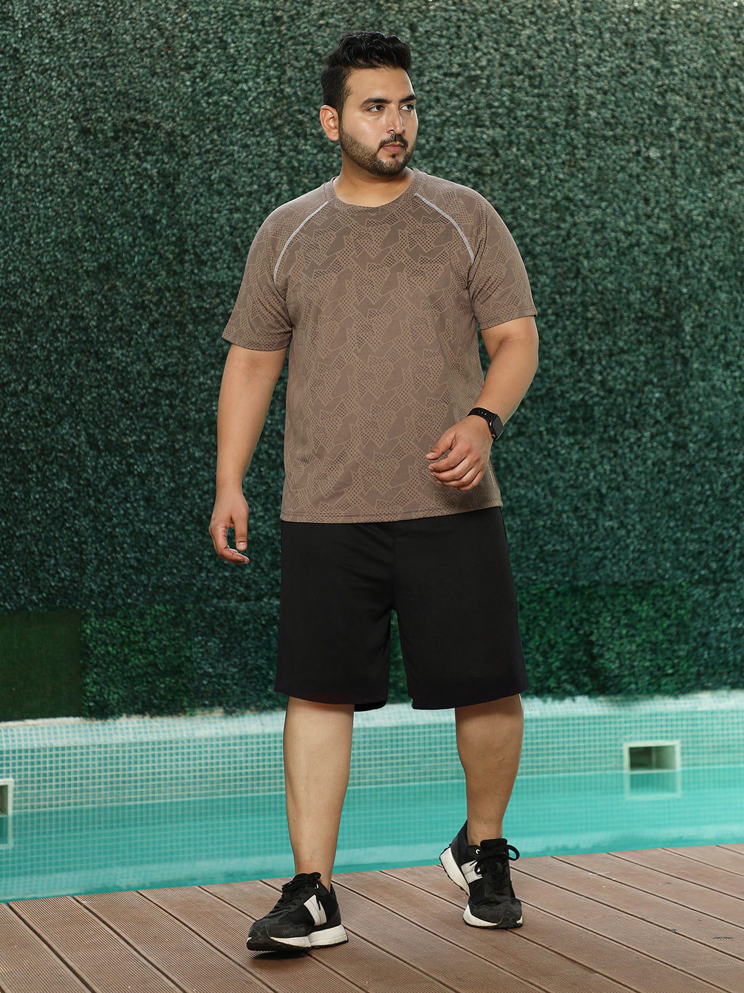 Abstract-Imprint Activewear T-Shirt