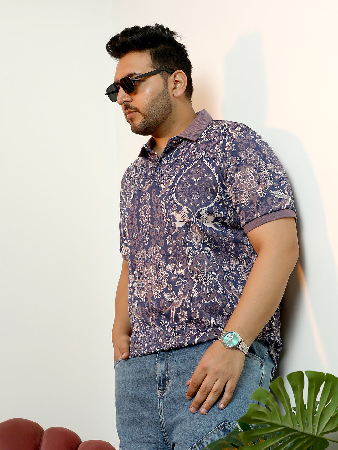 Indie Floral Jacquard-Knit Polo T-Shirt