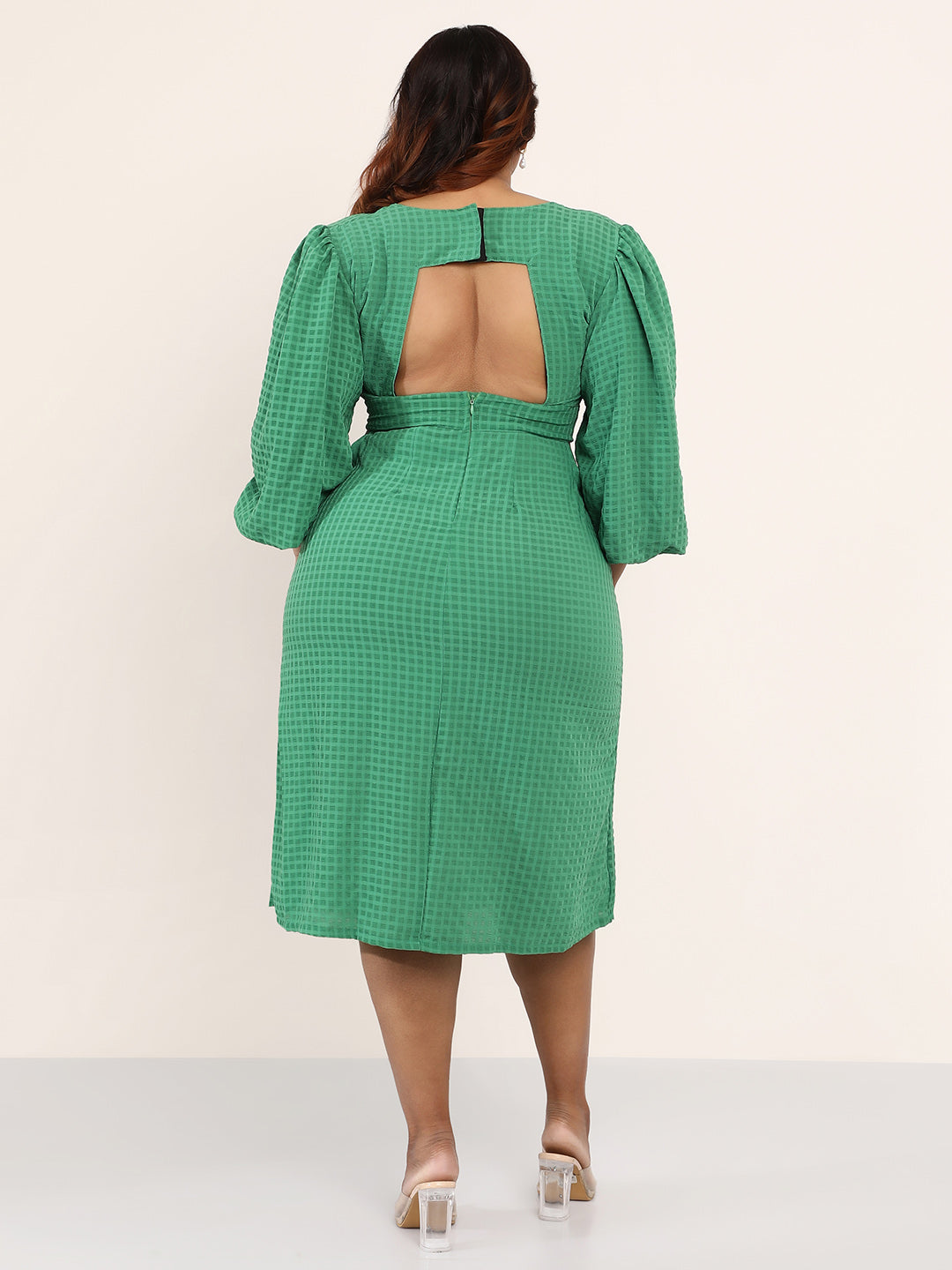 Open-Back Textured Midi Dress