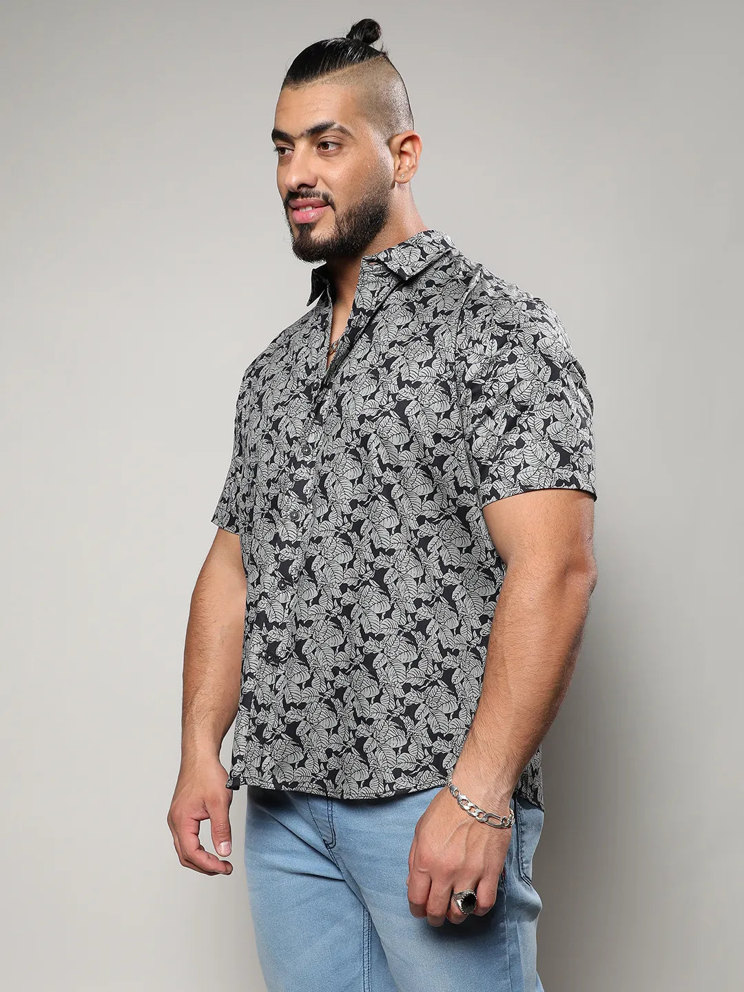 Grey Printed Casual Shirt