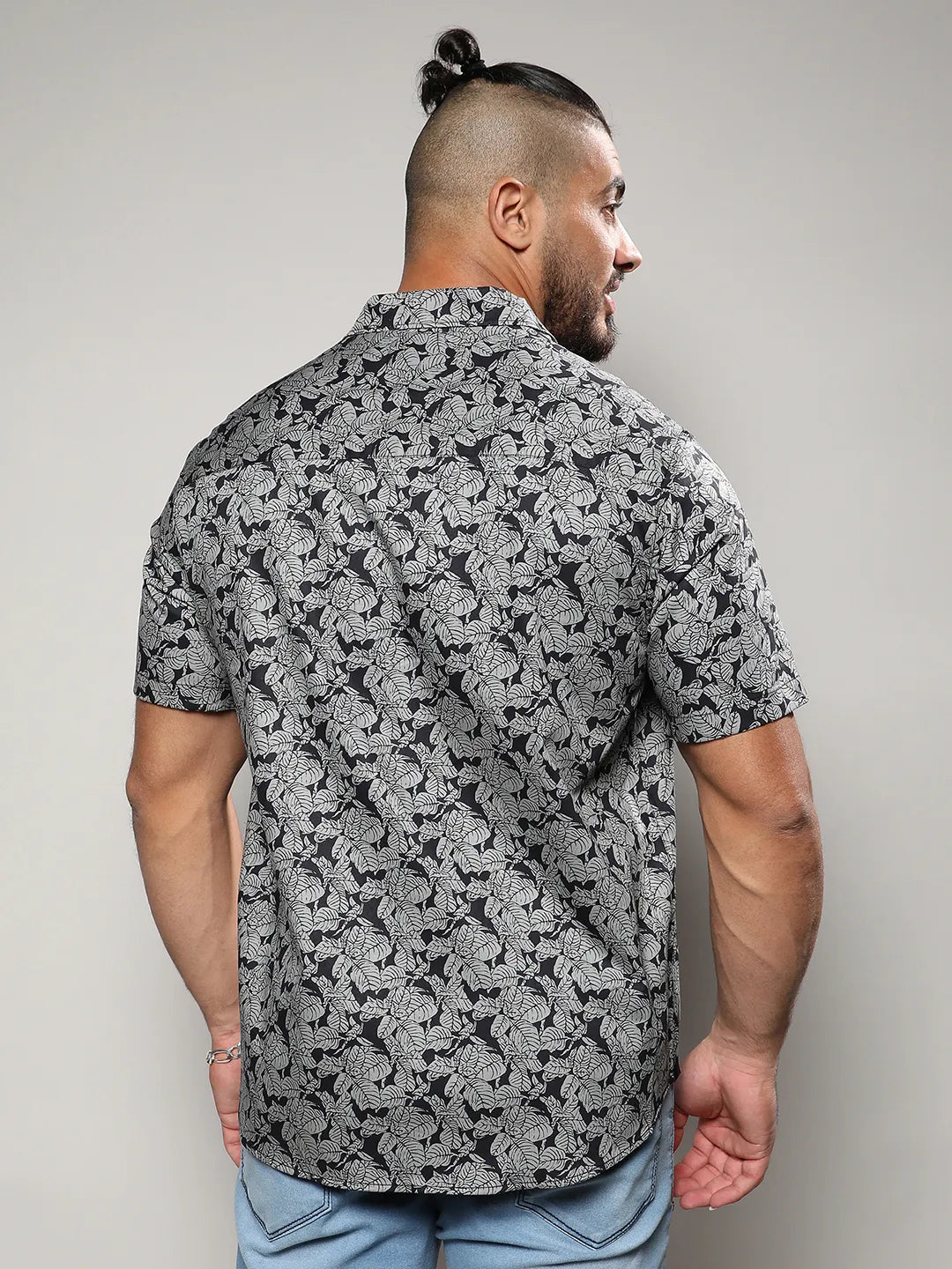 Grey Printed Casual Shirt