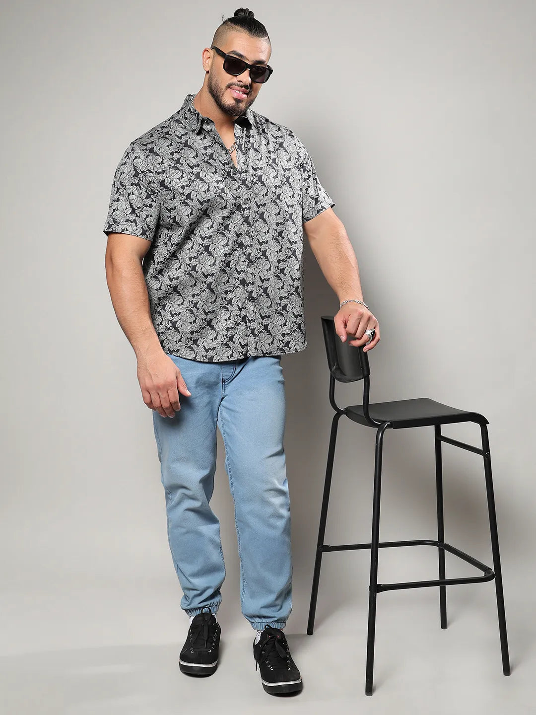 Grey Printed Casual Shirt