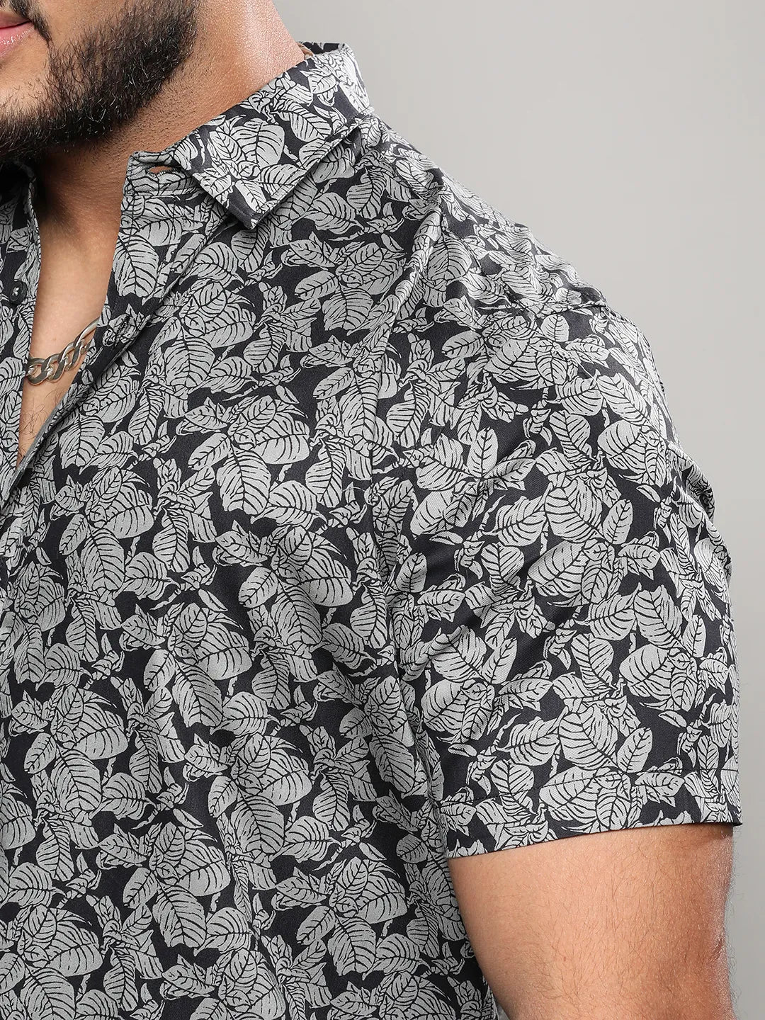 Grey Printed Casual Shirt