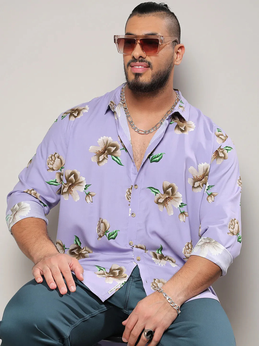 Lavender Floral Print Shirt