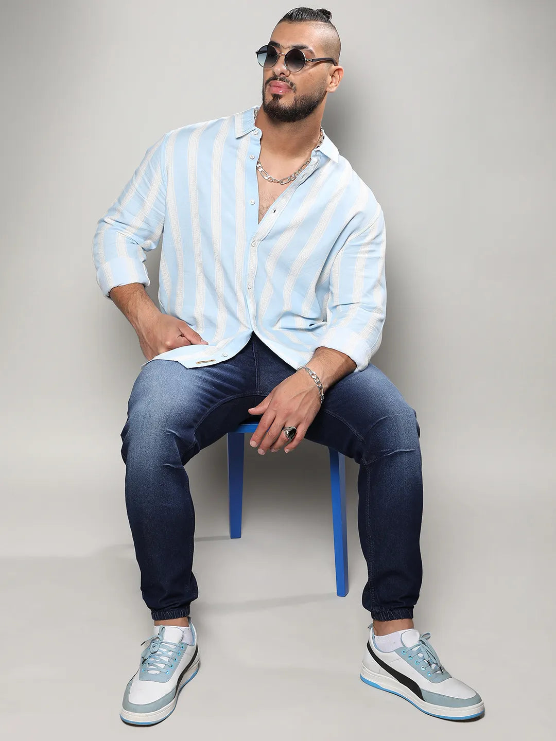 Light Blue Shadow Striped Shirt